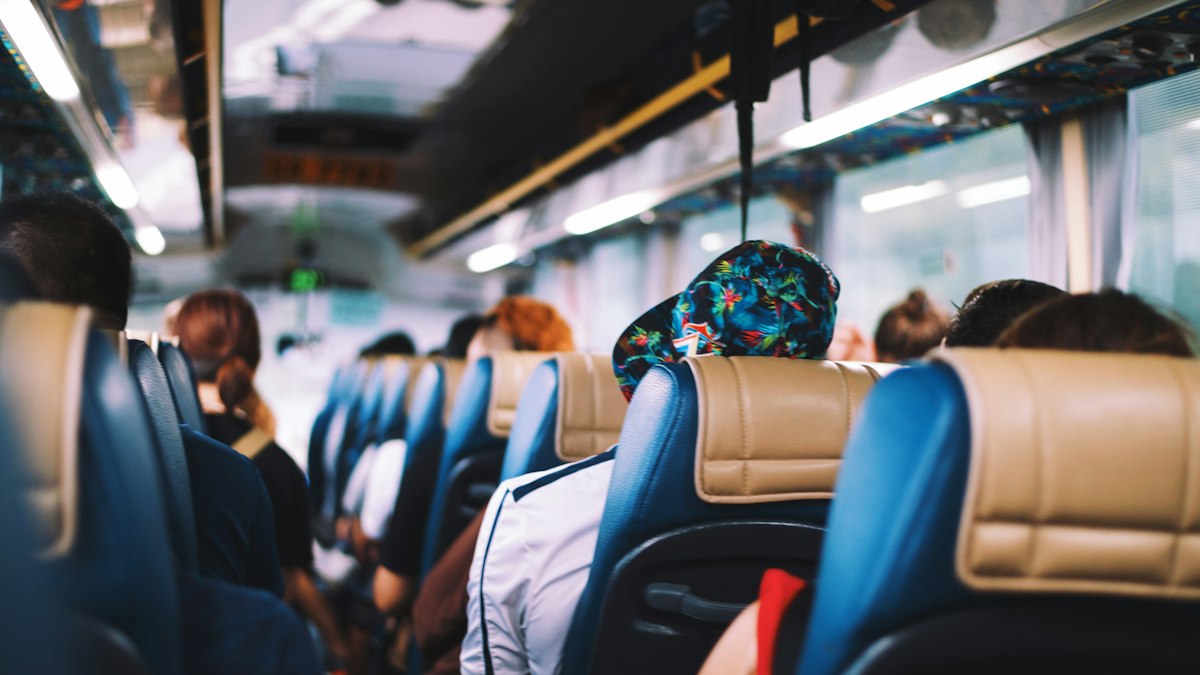 Passengers in their seats on a long-distance coach